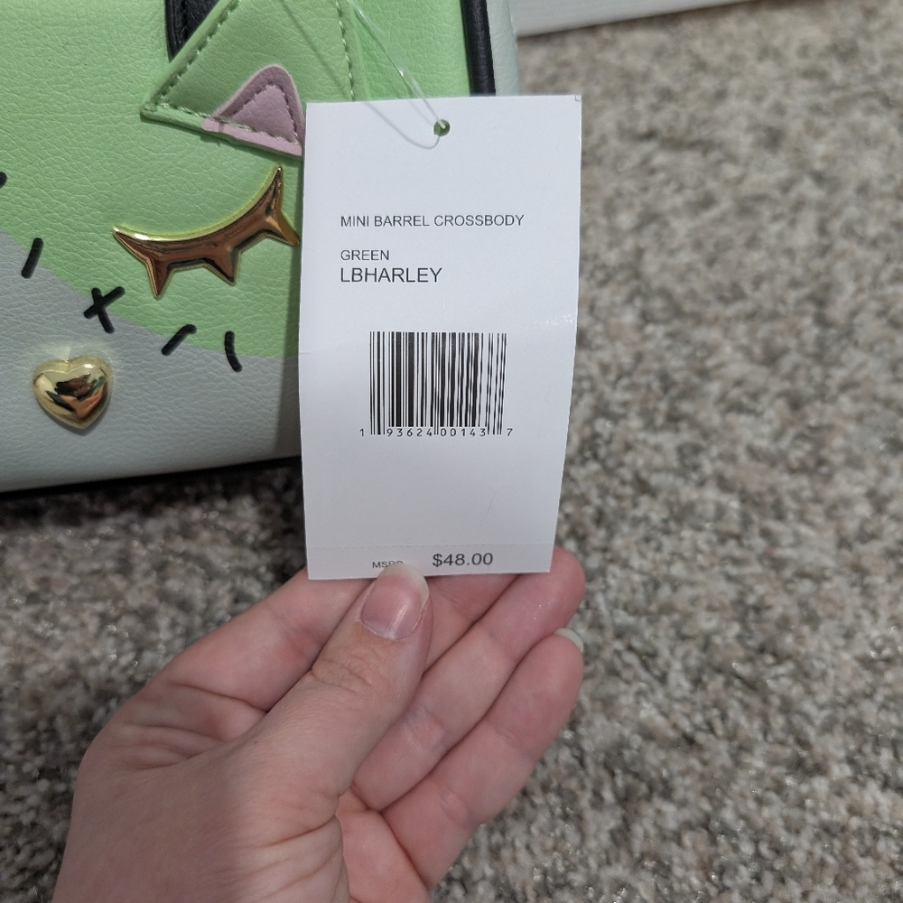 NWT Luv Betsey by Betsey Johnson Frankenstein Kitty Crossbody Bag Mini Barrel - Picture 2 of 10